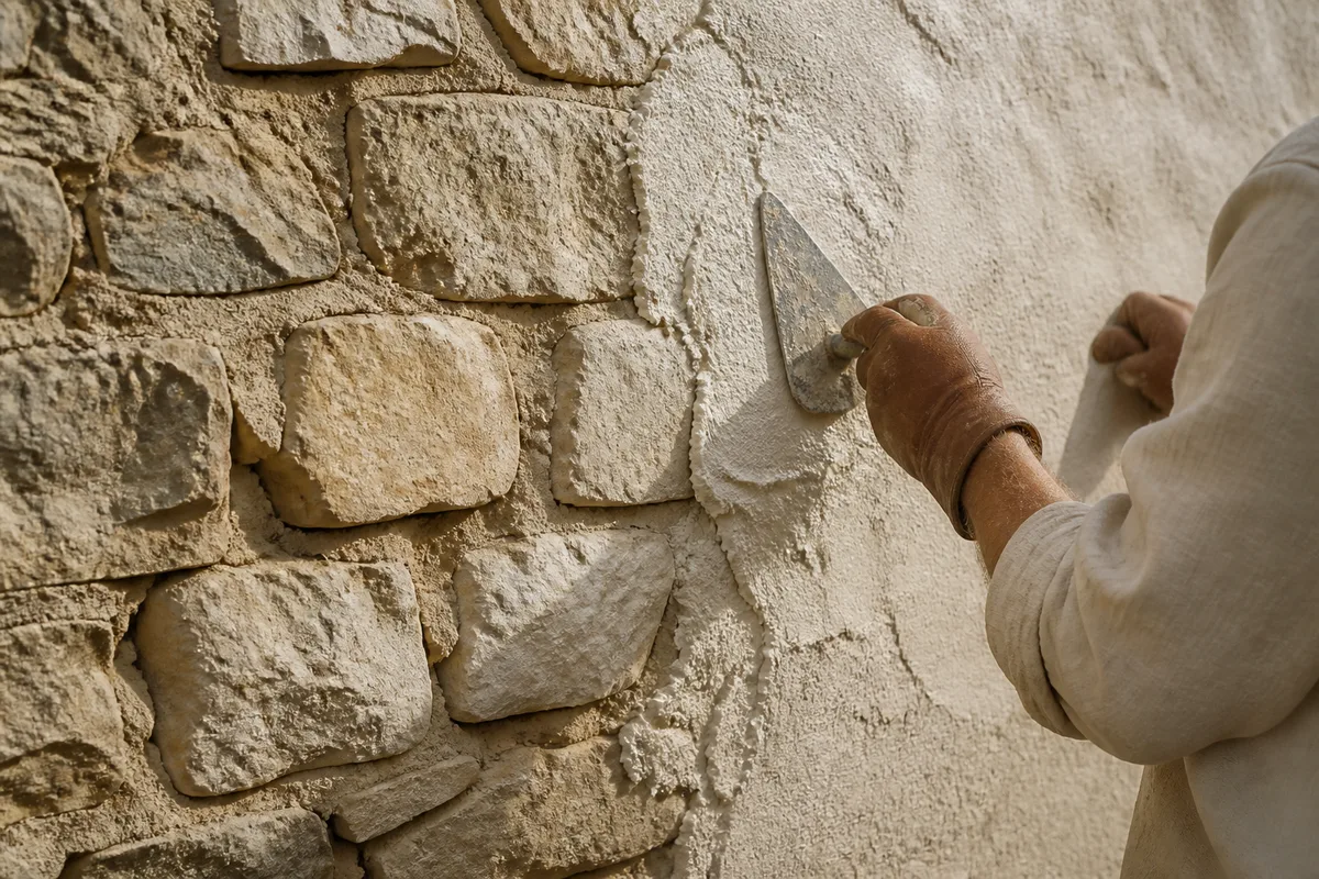 Enduit à la chaux sur un mur en pierre : la méthode